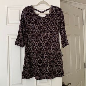 Purple and beige long sleeve dress